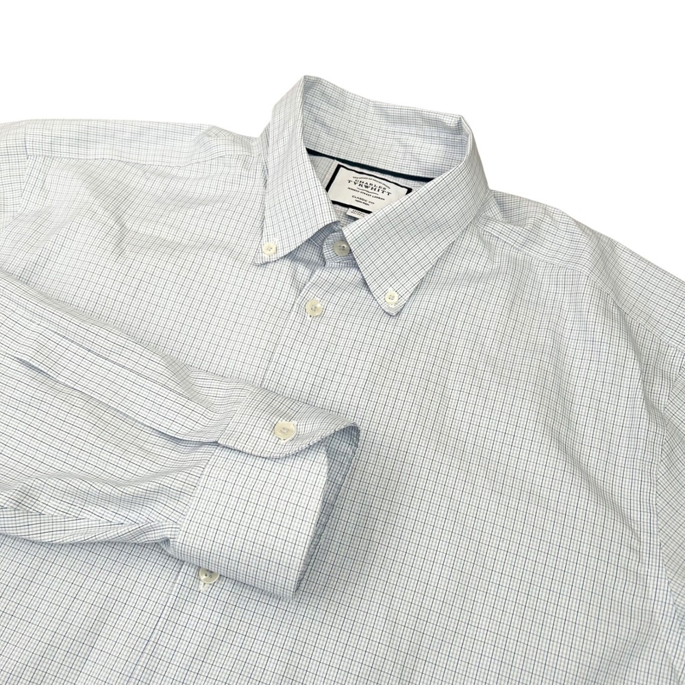 Charles Tyrwhitt Mens Classic Fit Non-Iron Dress Shirt Blue Check 17/36 43/91